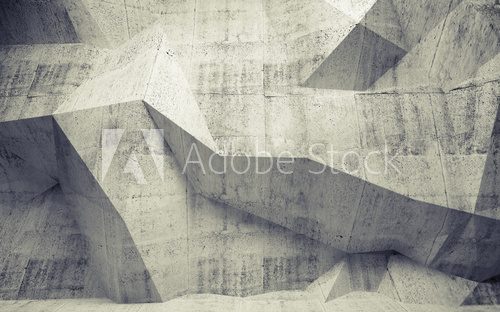 Fototapeta Abstract toned concrete 3d interior with polygonal pattern on th