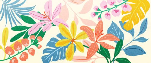 Fototapeta Abstract tropical plant background vector. Colorful boho foliage botanical tropical leaves and floral pattern. Illustration for summer sale banner , wall art, prints and fabrics.