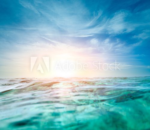 Fototapeta Abstract underwater background with soft light sun