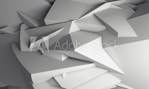 Fototapeta Abstract white digital 3d chaotic polygonal surface