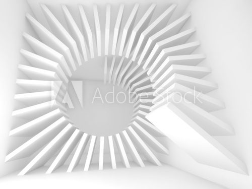 Fototapeta Abstract white empty room interior with 3d helix