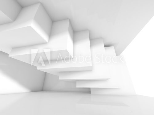 Fototapeta Abstract white interior intersected cubes 3d