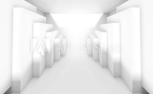 Fototapeta Abstract white interior perspective 3d render