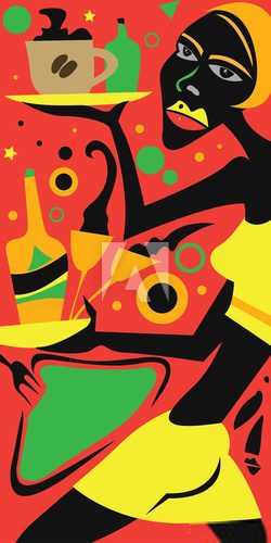 Fototapeta African Art Cafe (Vector Art)