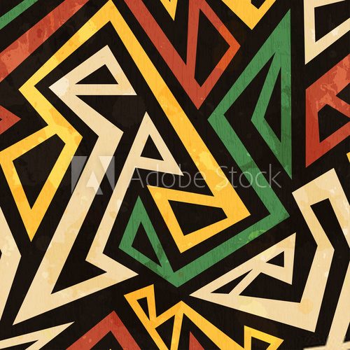 Fototapeta african geometric seamless pattern with grunge effect
