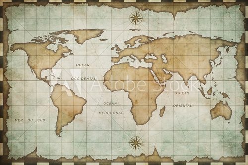 Fototapeta aged old world map