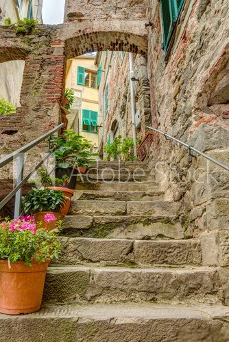 Fototapeta Alley in Italian old town Liguria Italy