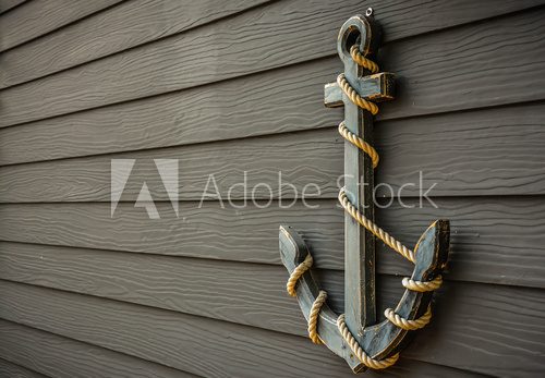 Fototapeta anchor  on wood