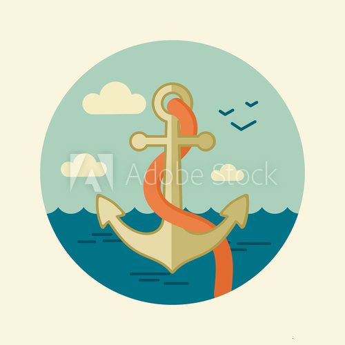 Fototapeta Anchor vector icon. Marine, Sea