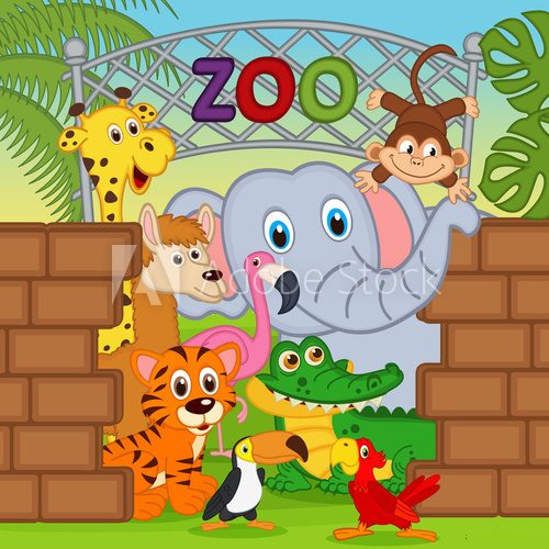 Fototapeta animals at the zoo - vector illustration, eps