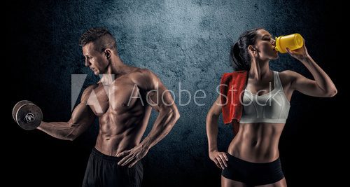 Fototapeta Athletic man and woman