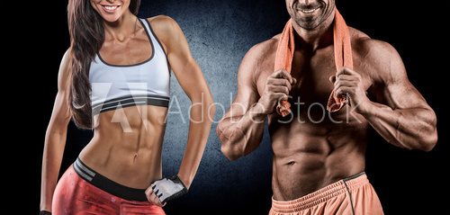 Fototapeta Athletic man and woman