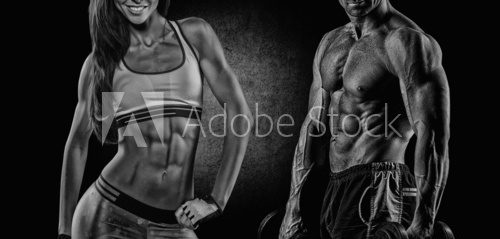 Fototapeta Athletic man and woman