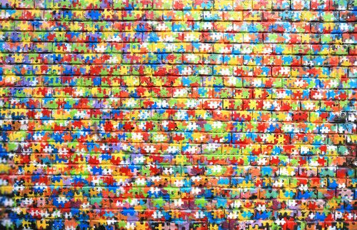Fototapeta Background color of street graffiti on a brick wall
