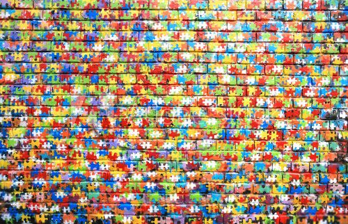 Fototapeta Background color of street graffiti on a brick wall