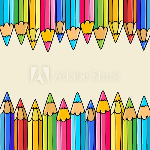 Fototapeta Background with colorful pencils and  space for text