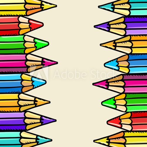 Fototapeta Background with colorful pencils and  space for text