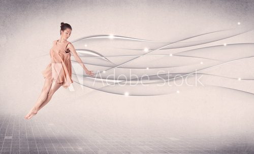 Fototapeta Ballet dancer performing modern dance with abstract lines