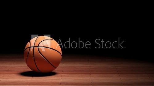 Fototapeta Basketball court floor with ball 