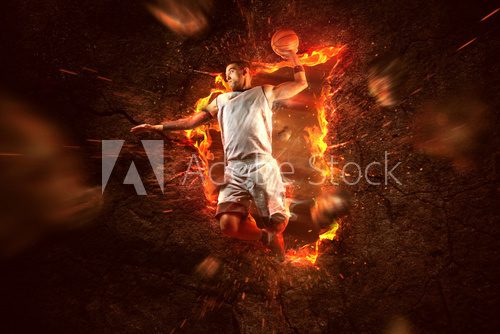 Fototapeta Basketball Player on Fire