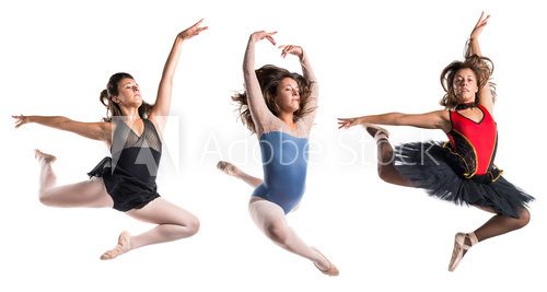 Fototapeta Beautiful girl ballet jumping