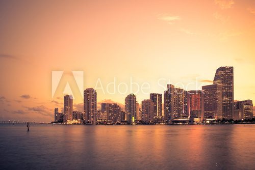 Fototapeta Beautiful sunset over Miami Florida skyline