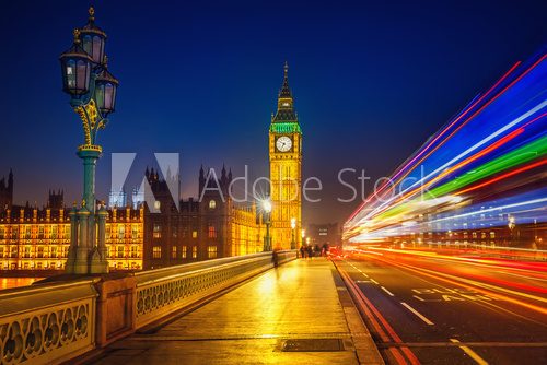 Fototapeta Big Ben and Westminster bridge at night