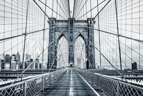 Fototapeta Black and white Brooklyn Bridge