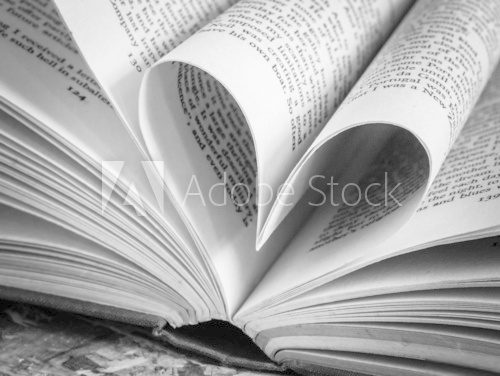 Fototapeta black and white  love heart in a book