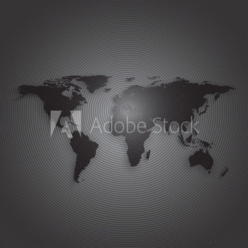 Fototapeta Black world map on dark background, textured design vector illustration