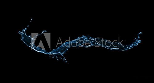 Fototapeta blue water splash isolated on black background