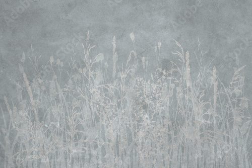 Fototapeta botany, mural, fresco, beautiful background, blue, flowers, field grass