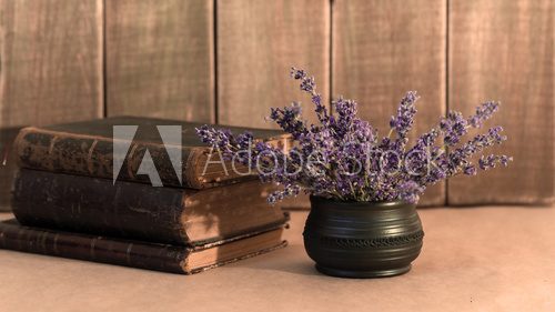 Fototapeta Bouquet of fresh lavender on the table