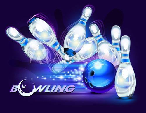 Fototapeta Bowling game over blue