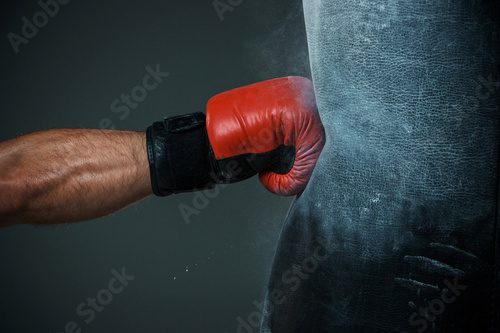 Fototapeta Boxing training and Punching bag