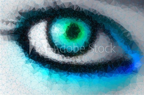 Fototapeta bright eye in geometric styling abstract background  stained