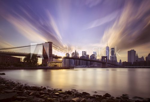Fototapeta Brooklyn bridge sunset