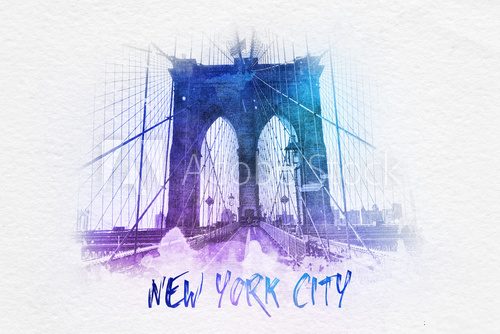 Fototapeta Brooklyn bridge with New York City text