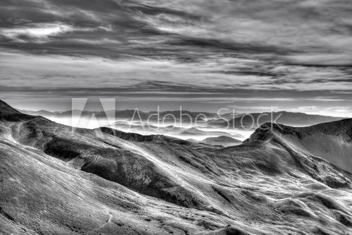 Fototapeta Campo Imperatore Peaks Abruzzo Italy black and white