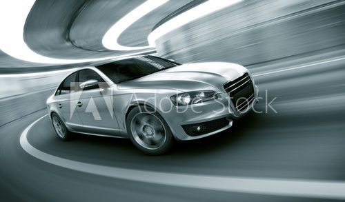 Fototapeta Car driving fast in tunnel