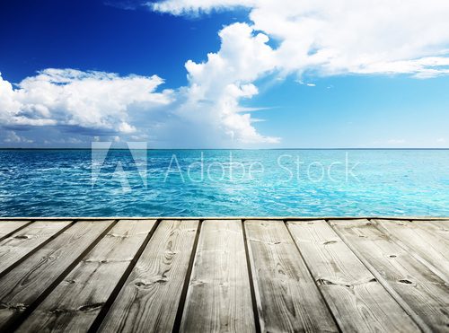 Fototapeta Caribbean sea and wooden platform