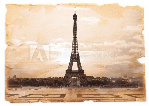 Fototapeta cartolina retro della Tour dal Trocadero