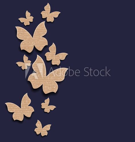Fototapeta Carton paper butterflies with copy space