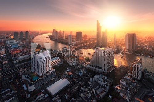 Fototapeta Chao Phraya River sunlight bangkok city