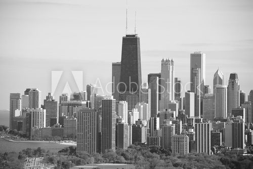 Fototapeta Chicago Skyline Black and White