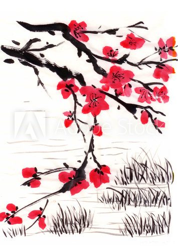 Fototapeta chinese painting blossom