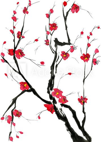 Fototapeta chinese painting blossom