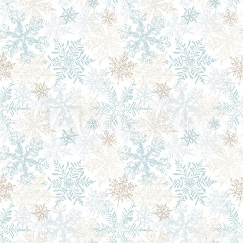 Fototapeta Christmas Snowflakes Vector Background, Winter Seamless Pattern