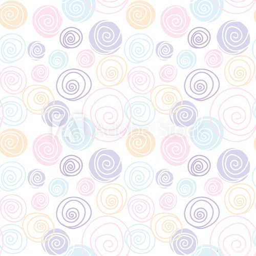 Fototapeta Circle flora line draw soft pastel pattern seamless design