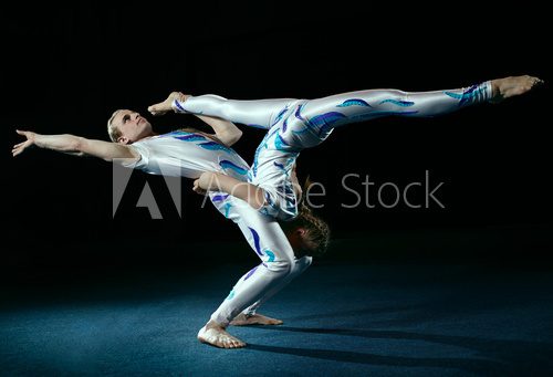 Fototapeta Circus artists perform different tricks.